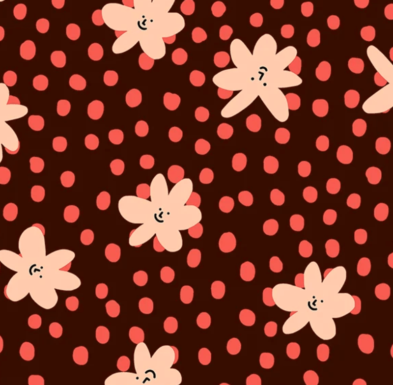 french terry - flower dot